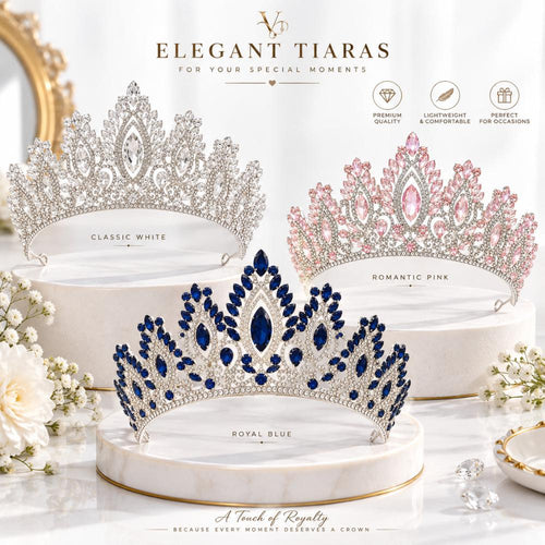 Silver crystal birthday crown worn as a sparkling headpiece