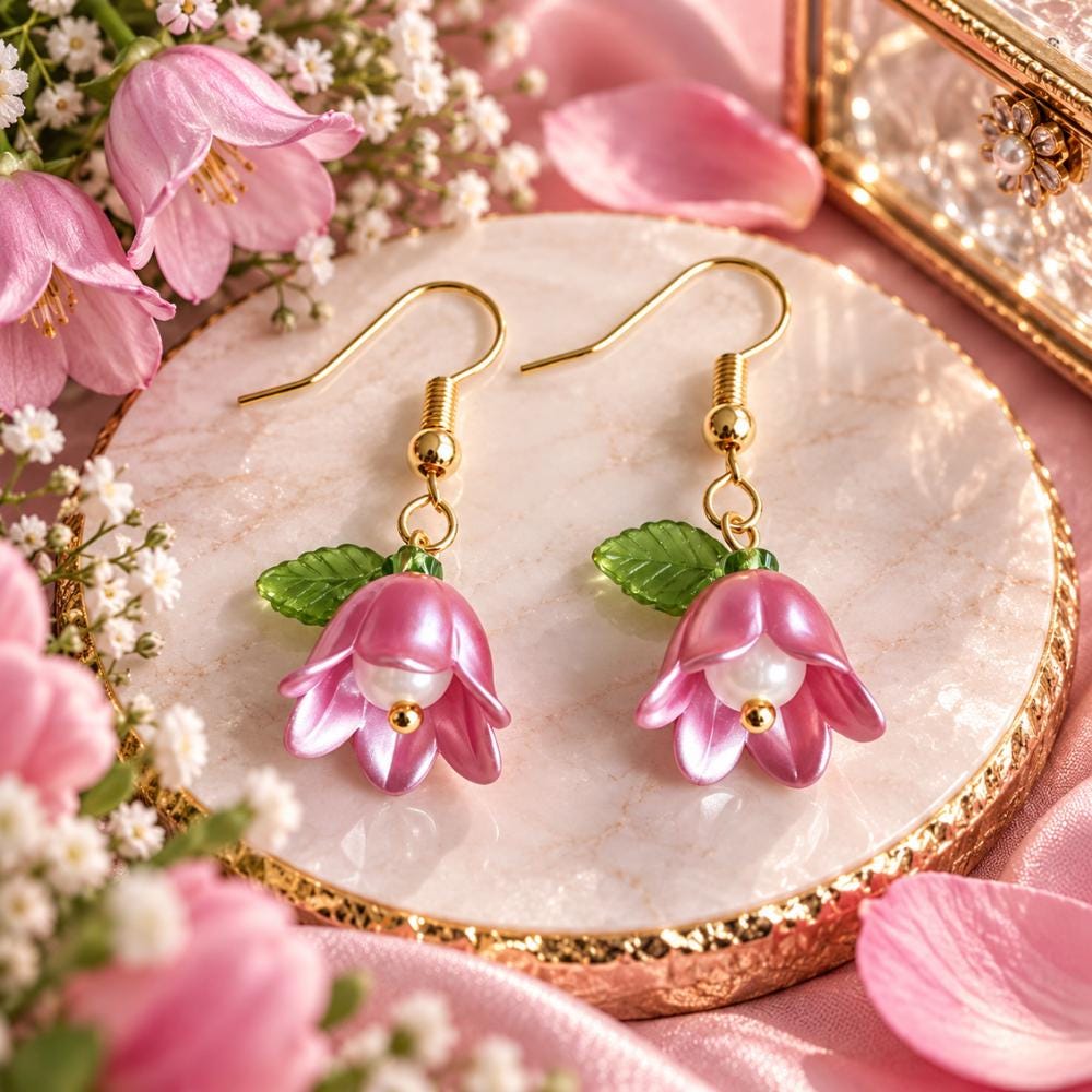 Dainty flower drop earrings in a nature-inspired design