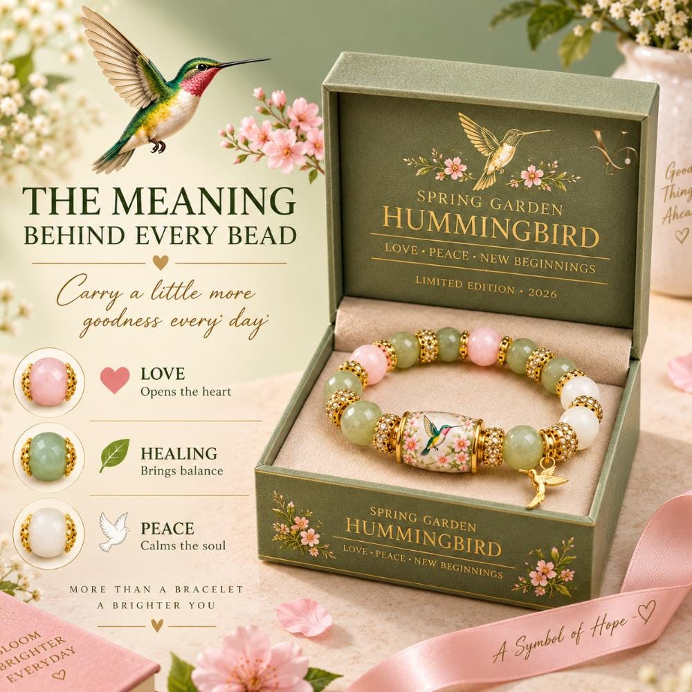 Hummingbird charm bracelet with colorful gemstone beads, a gift for bird lovers