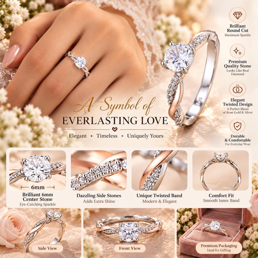 Moissanite engagement ring - a minimalist bridal and anniversary gift