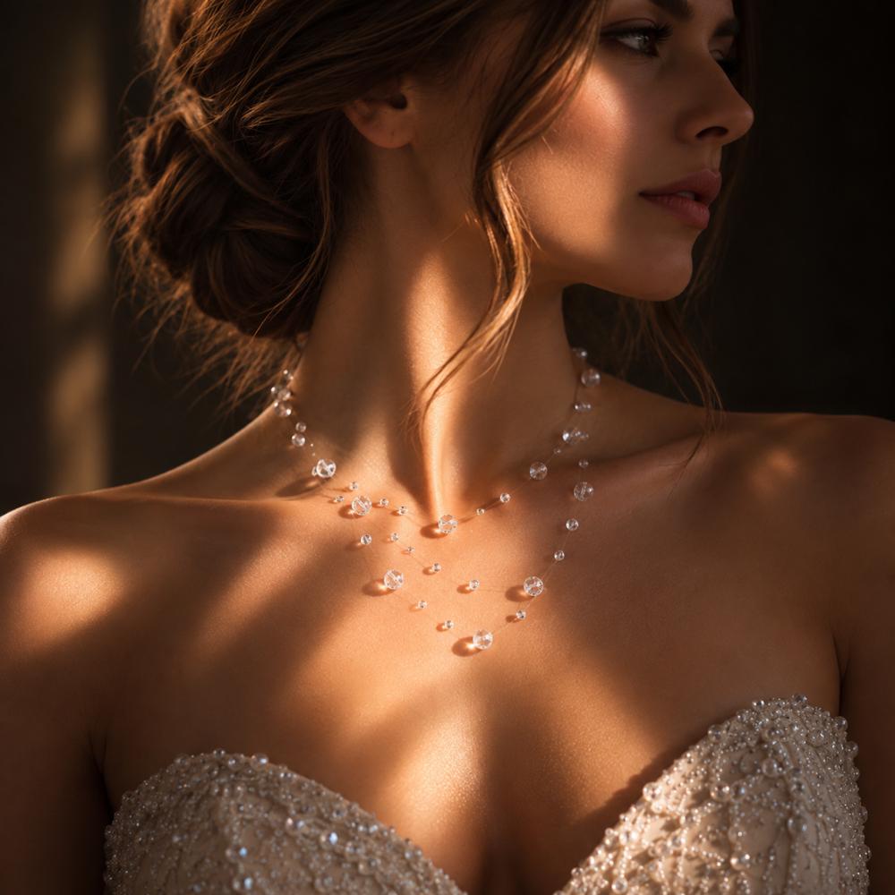 Minimalist teardrop necklace in a bridal jewelry style