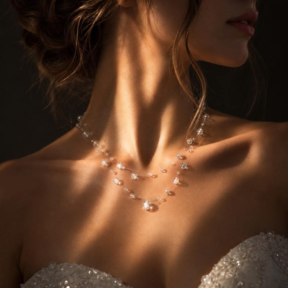 Teardrop necklace - ethereal resin bridal jewelry and gift for her