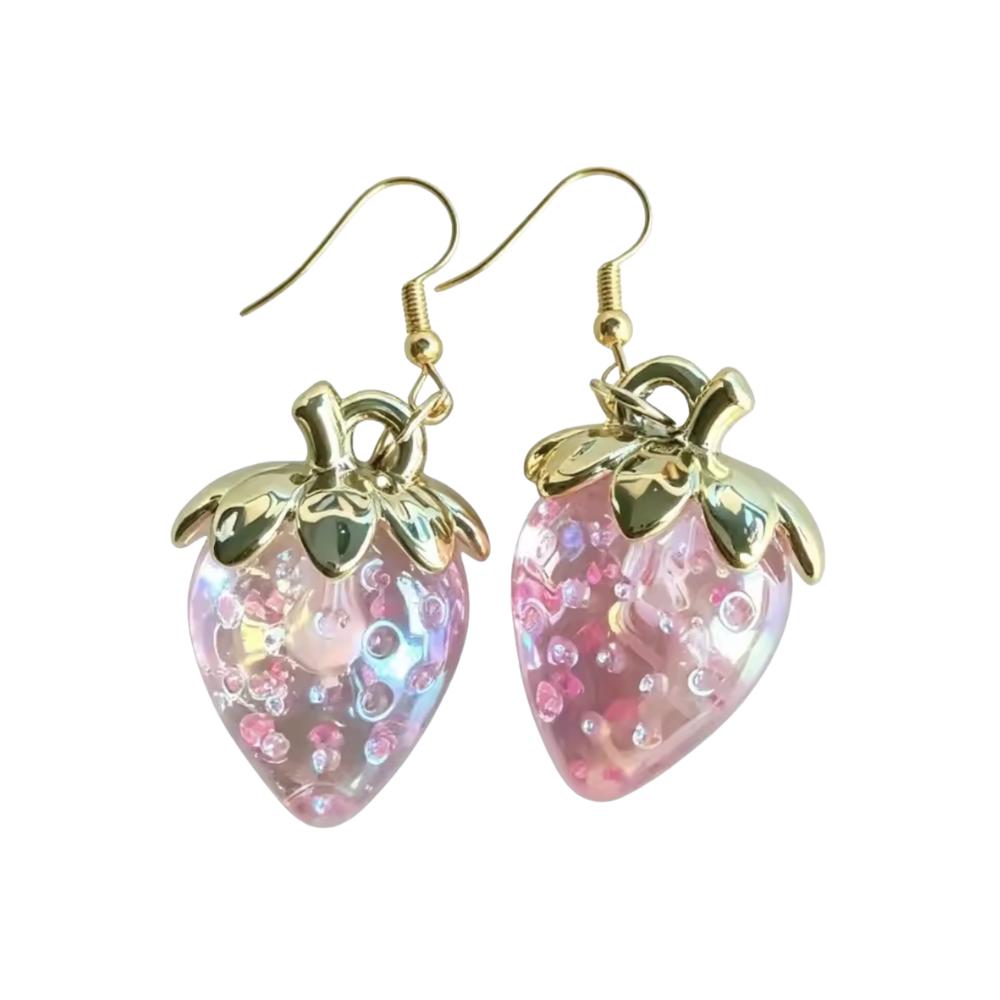 Flower earrings shown as a pair laid flat