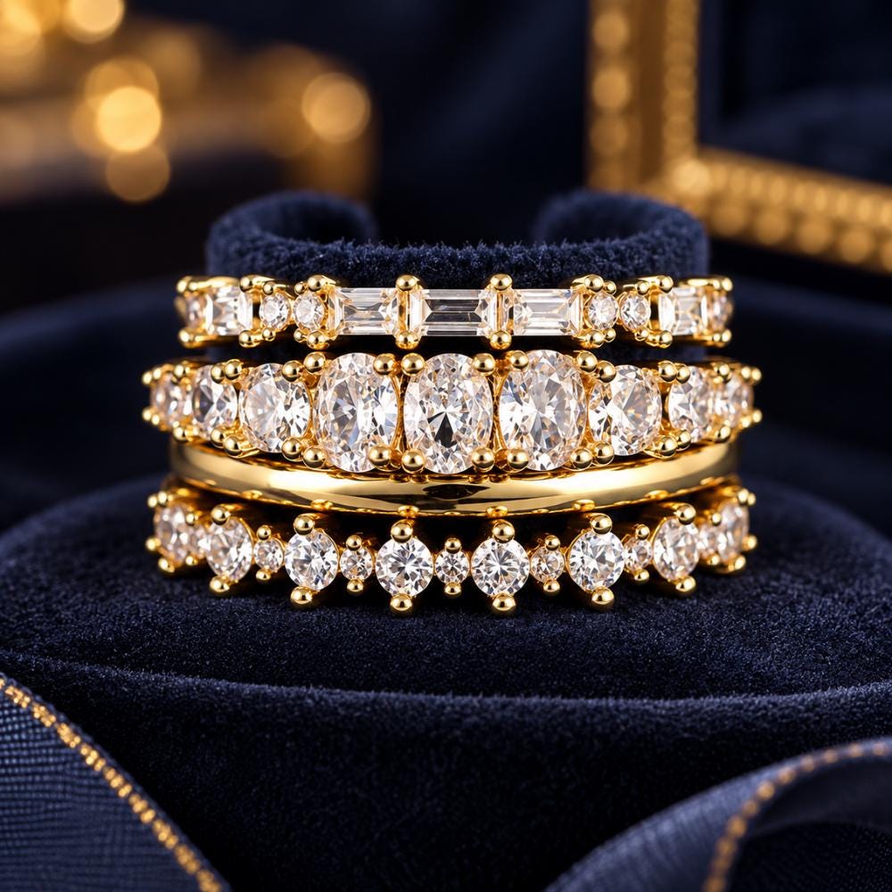 CZ eternity band ring, close-up of the continuous pave sparkle