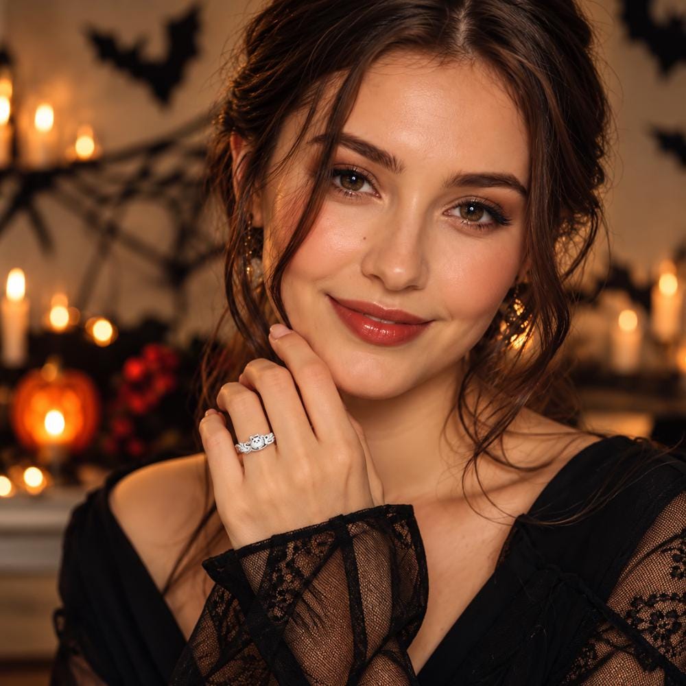 Sterling silver ghost ring - dainty gothic Halloween jewelry
