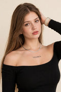 Sterling Silver Snake Chain Necklace - 6mm worn by model | Veloria