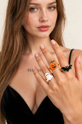 Halloween Ring Set - 3pcs Gothic Spooky Rings worn by model | Veloria