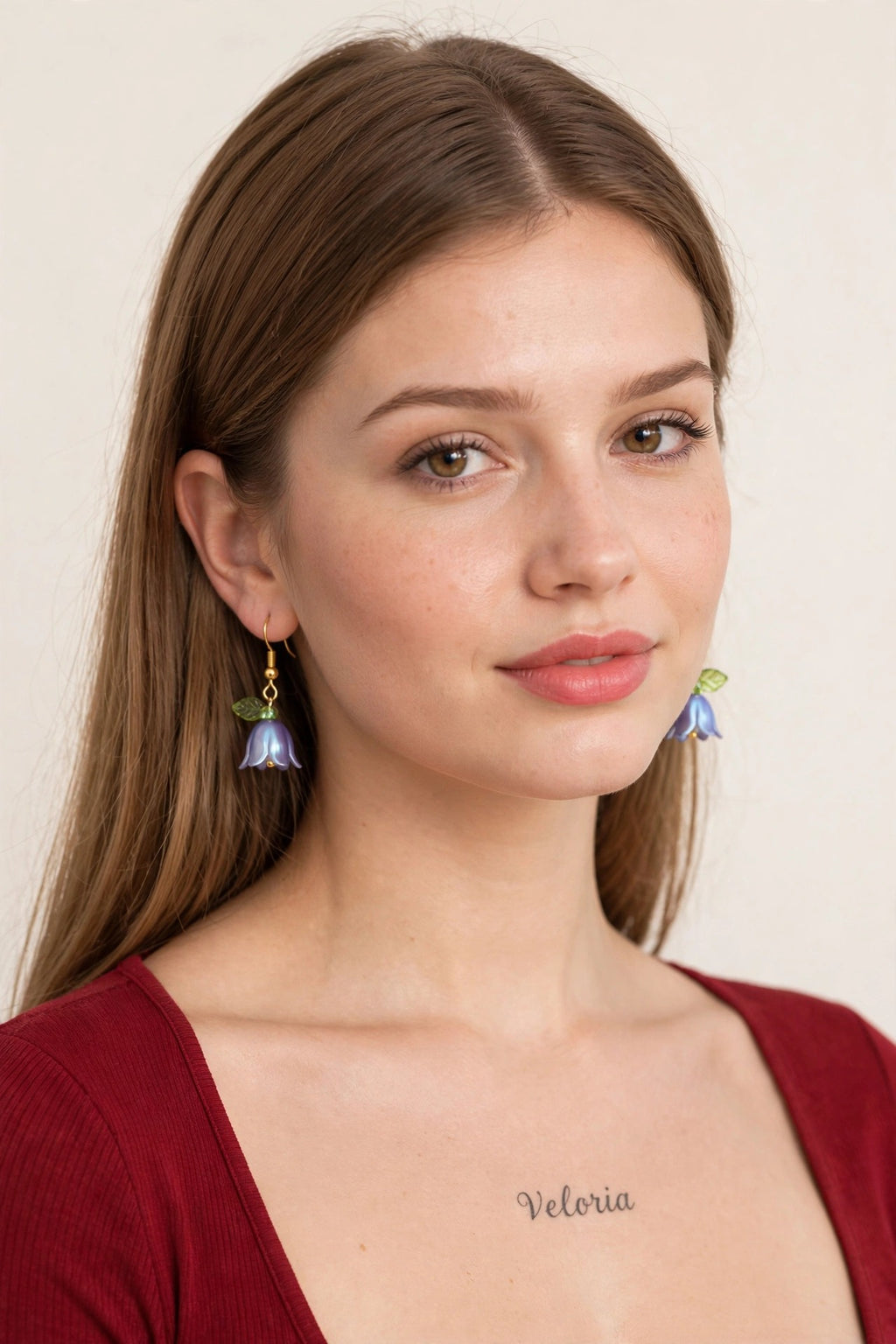 Flower Earrings - Dainty Floral Drop Earrings worn by model | Veloria