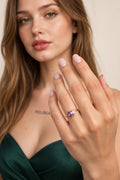 Mothers Ring - Personalized Two Birthstone Ring worn by model | Veloria