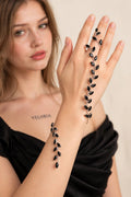 Hand Chain Bracelet - Crystal Leaf Vine Harness worn by model | Veloria