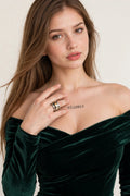 Cat Ring - Sleeping Calico Cat Tungsten Band worn by model | Veloria