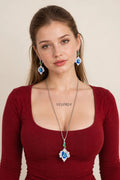 Flower Jewelry Set - Gold Floral Bridal Set worn by model | Veloria