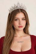 Bridal Crown - Silver Crystal Wedding Tiara worn by model | Veloria